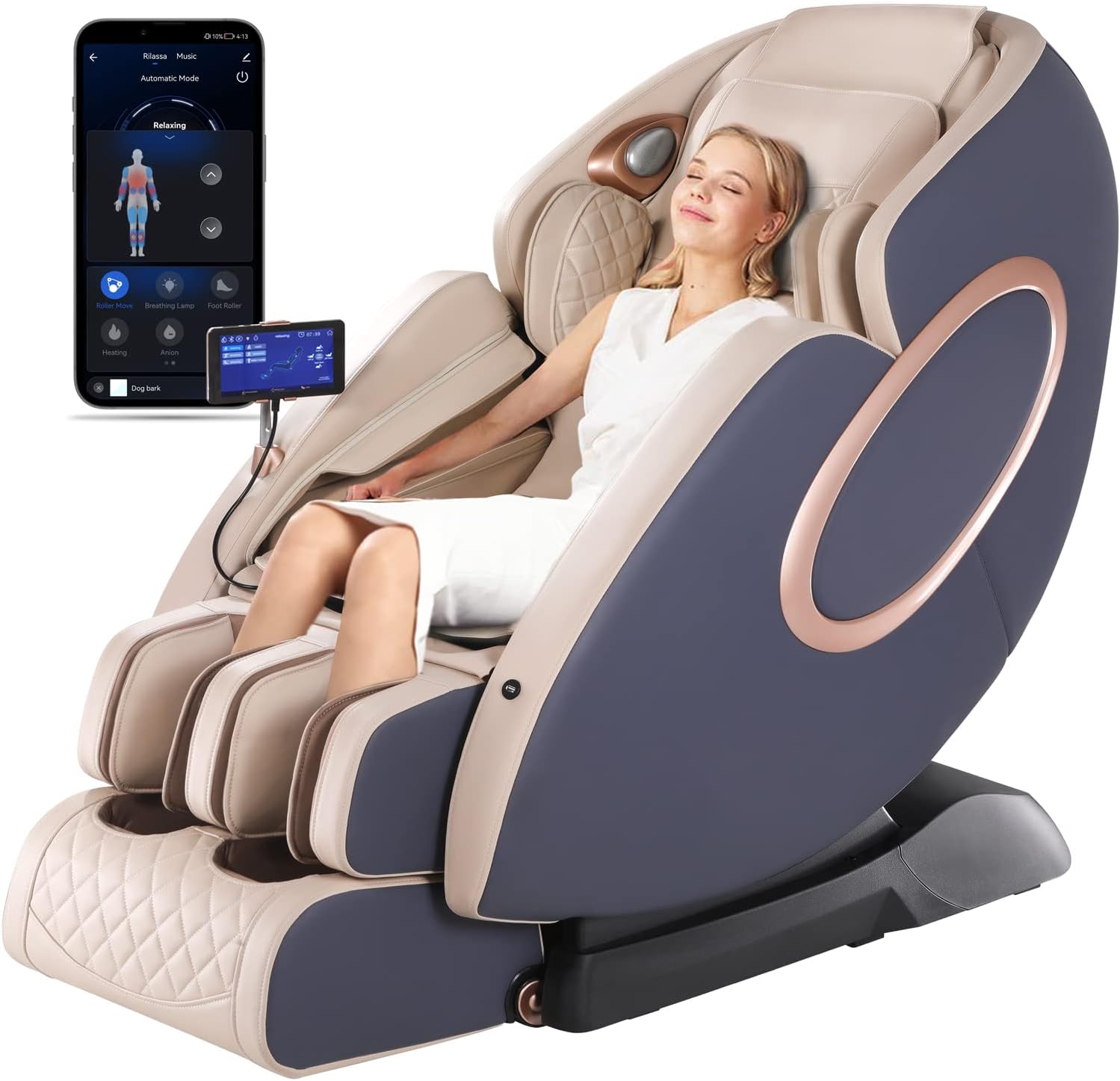 fotoliu masaj cu difuzoare Bluetooth – Relaxare completă și conectivitate modernă